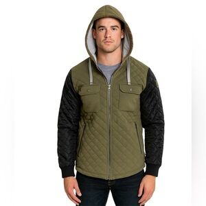 Triple Five Soul Men's Quilted Puffer Jacket - Olive and Black